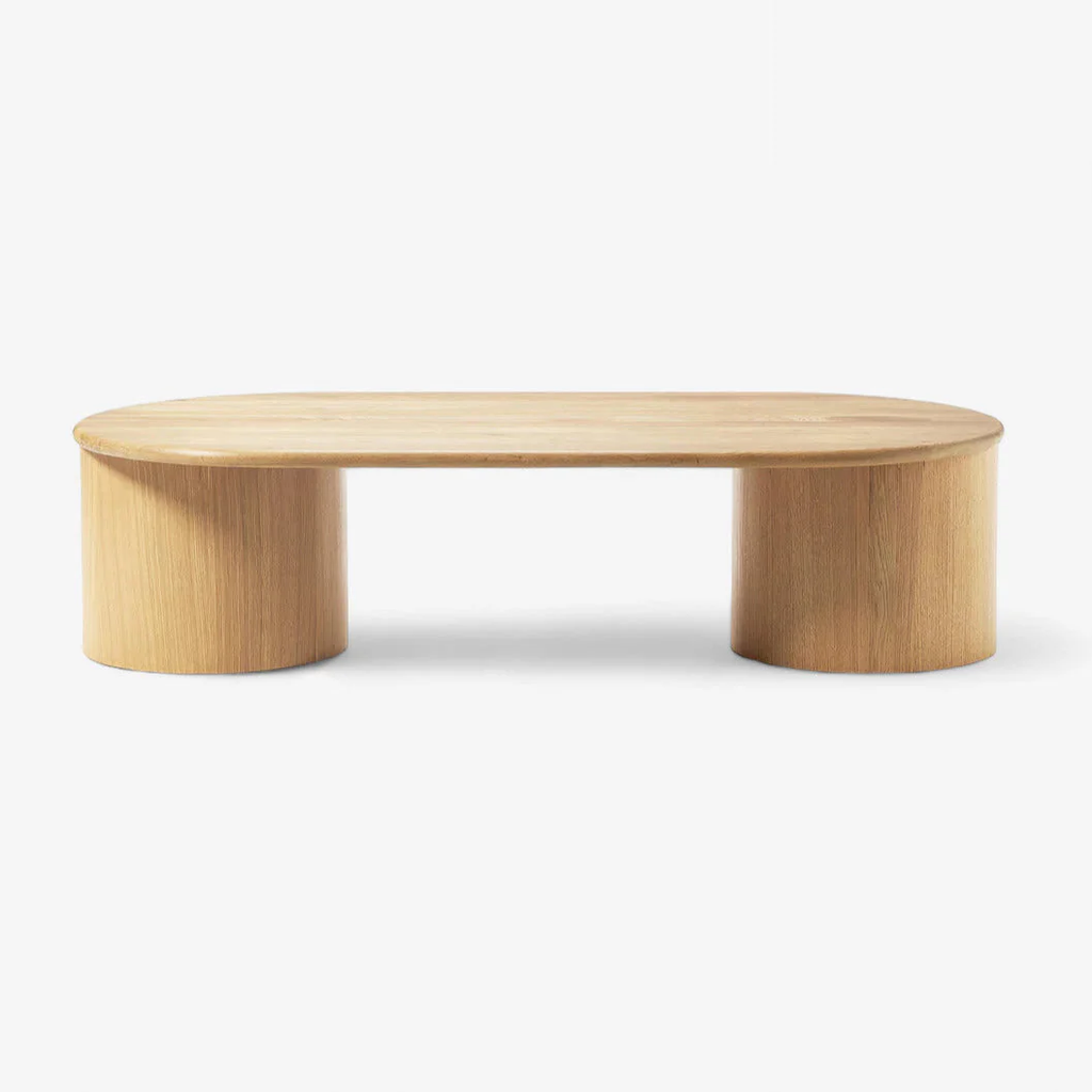 Bàn Trà Hiện Đại Oval Màu Gỗ Chân Trụ Nora