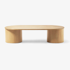 Bàn Trà Hiện Đại Oval Màu Gỗ Chân Trụ Nora