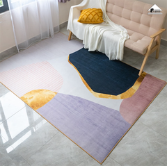 Thảm Nhung Mềm Trang Trí Phòng Hình Học Sáng Tạo Tông Hồng