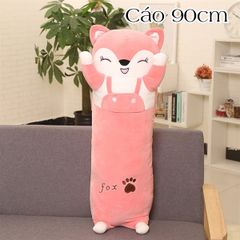 Gấu Bông Gối Ôm Dài Heo Cáo Hồng Mặt Cười