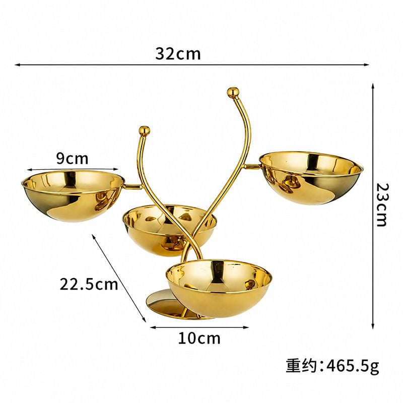Dĩa 3 Ngăn Đựng Thức Ăn Nhẹ Inox 304 Xoắn Decor Bàn Tiệc