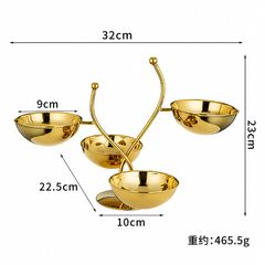 Dĩa 3 Ngăn Đựng Thức Ăn Nhẹ Inox 304 Xoắn Decor Bàn Tiệc