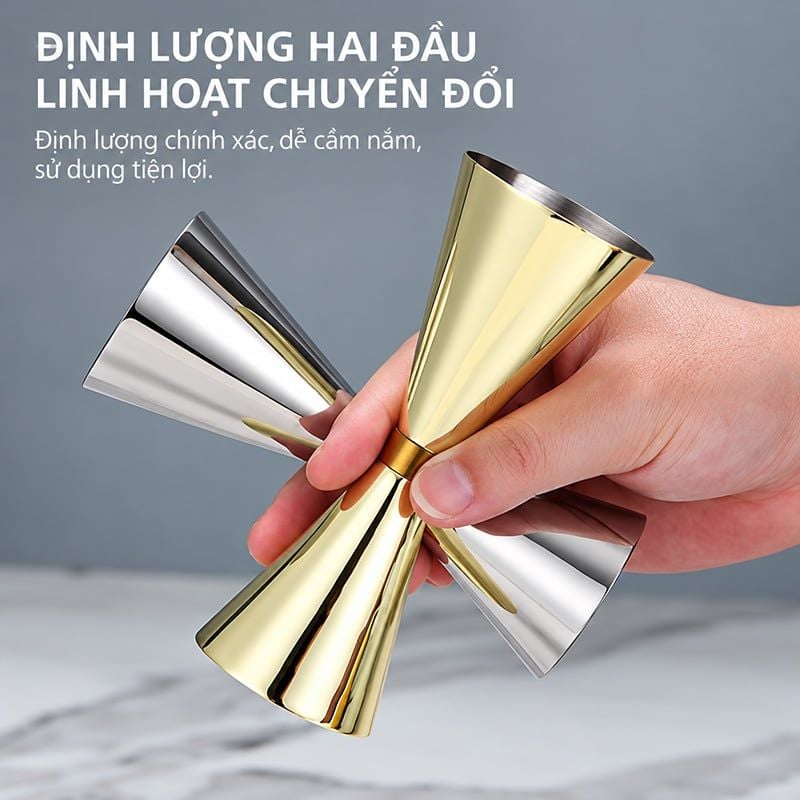 Ly Đong Rượu 2 Đầu Inox Định Lượng Pha Chế