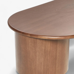 Bàn Trà Hiện Đại Oval Màu Gỗ Chân Trụ Nora