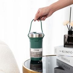 Ly Giữ Nhiệt Phủ Silicon Cao Cấp Nắp Trong Suốt Sử Dụng Ống Hút Có Size Đại