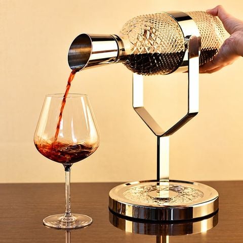 Bình Chiết Rượu Vang Thủy Tinh Kèm Giá Đỡ Kim Loại