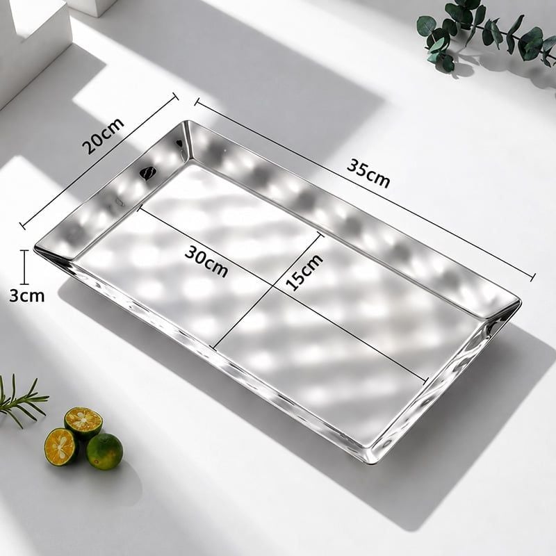 Khay Trưng Bày Thức Ăn Inox 304 Dập Nổi Cao Cấp