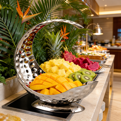 Khay Trưng Bày Thực Phẩm Inox Hình Bán Nguyệt Cho Buffet