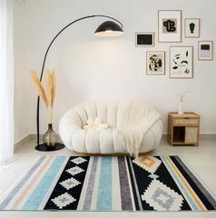 Thảm Nhung Nỉ Hình Học Trừu Tượng Hiện Đại Tông Vàng