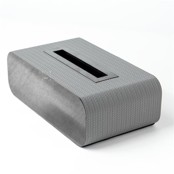 Hộp Khăn Giấy Kim Loại Phối Da Bện