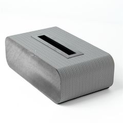 Hộp Khăn Giấy Kim Loại Phối Da Bện