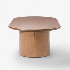 Bàn Trà Hiện Đại Oval Màu Gỗ Chân Trụ Nora