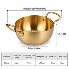 Nồi Inox 2 Quai Mini Nấu Lẩu Mì Cá Nhân Nhà Hàng