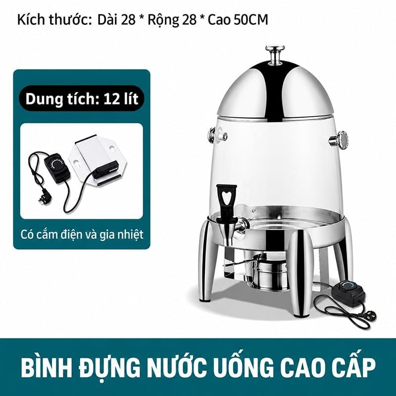 Bình Đựng Nước Buffet Giữ Nhiệt Inox Có Vòi