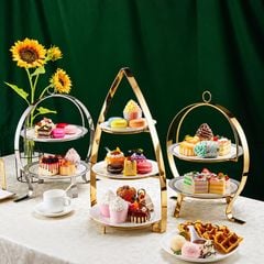 Kệ Bánh Afternoon Tea 2 Tầng Inox Cao Cấp Cho Nhà Hàng Khách Sạn