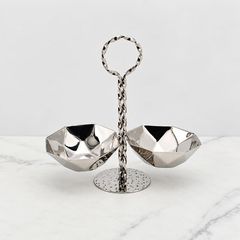 Dĩa 3 Ngăn Đựng Thức Ăn Nhẹ Inox 304 Xoắn Decor Bàn Tiệc