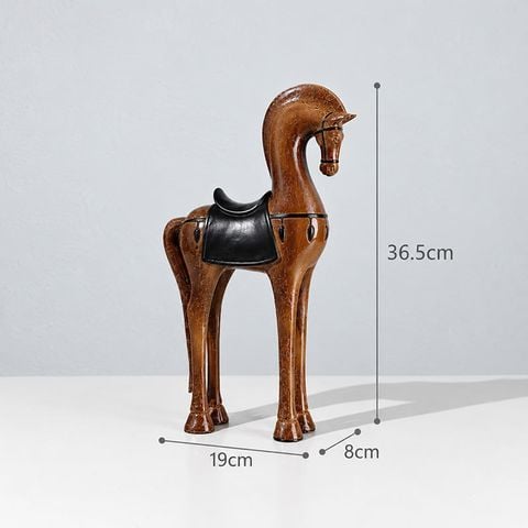 Tượng Ngựa Trang Trí Phong Cách Bắc Âu Giả Gỗ Màu Nâu Óc Chó