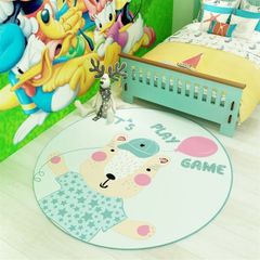 Thảm Trang Trí Nhung Nỉ Hình Tròn Họa Tiết Hoạt Hình Thiết Kế Sang Trọng