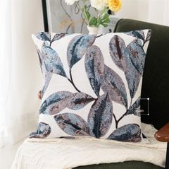 Vỏ Gối Tựa Lưng Nhuộm Sợi Phong Cách Ý Gối Sọc Phối Lá Bắc Âu