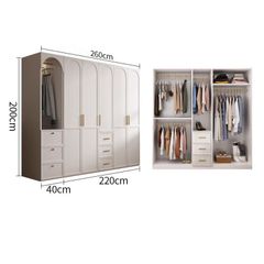 Hệ Tủ Quần Áo Cao Trần 240x200cm Phối Cánh Kính