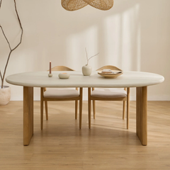 Bộ Bàn Ăn 4 Ghế Bầu Dục Gỗ Tần Bì Verona