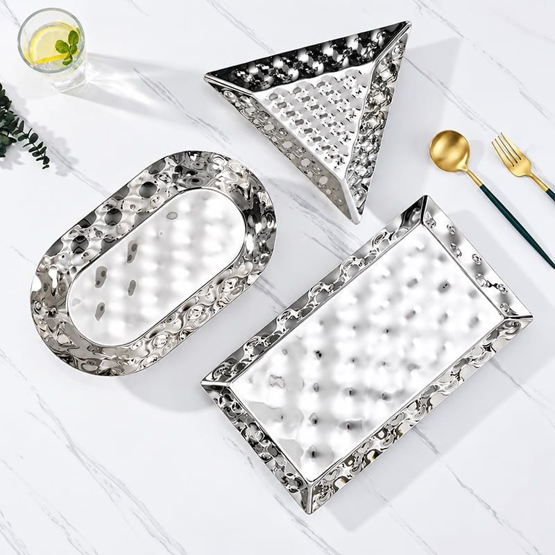 Khay Trưng Bày Thức Ăn Inox 304 Dập Nổi Cao Cấp