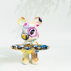 Tượng Gấu Bearbrick Ôm Khay Trang Trí Đồ Dùng