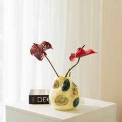 Bình Hoa Thủy Tinh Kết Cấu Lưới Xanh Lam Sang Trọng