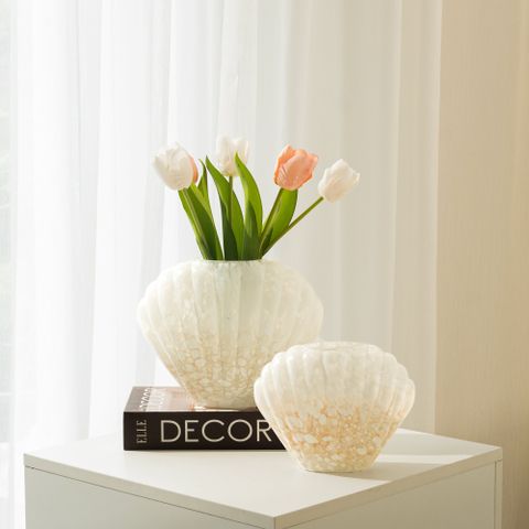 Bình Hoa Thủy Tinh Dáng Vỏ Sò Phong Cách Pháp Sang Trọng