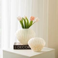 Bình Hoa Thủy Tinh Dáng Vỏ Sò Phong Cách Pháp Sang Trọng