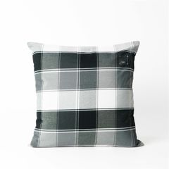 Vỏ Gối Tựa Lưng Cotton Caro Xám Đen