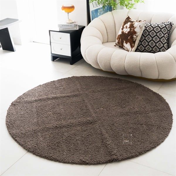 Thảm Tròn Trải Sàn Phòng Sợi Lông Len Trơn Màu 160cm