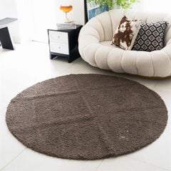 Thảm Tròn Trải Sàn Phòng Sợi Lông Len Trơn Màu 160cm