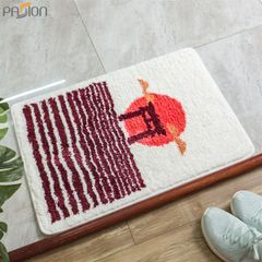 Thảm Lau Chân Lông Cừu Họa Tiết Tranh Trừu Tượng Siêu Thấm