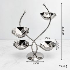 Dĩa 3 Ngăn Đựng Thức Ăn Nhẹ Inox 304 Xoắn Decor Bàn Tiệc