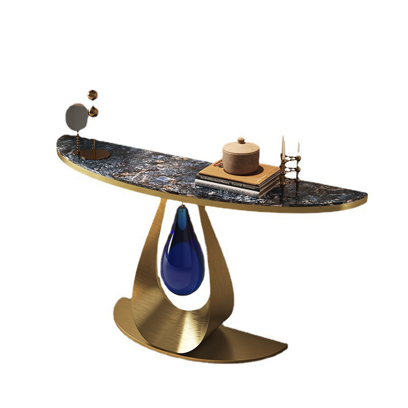 Bàn Console Inox Mạ PVD Mặt Đá Marble