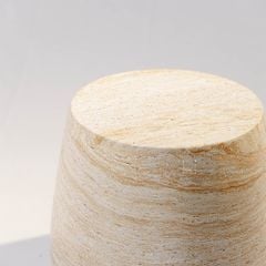 Bàn Phụ Hình Trụ Tròn Giả Đá Travertine Pha Đỏ Nâu