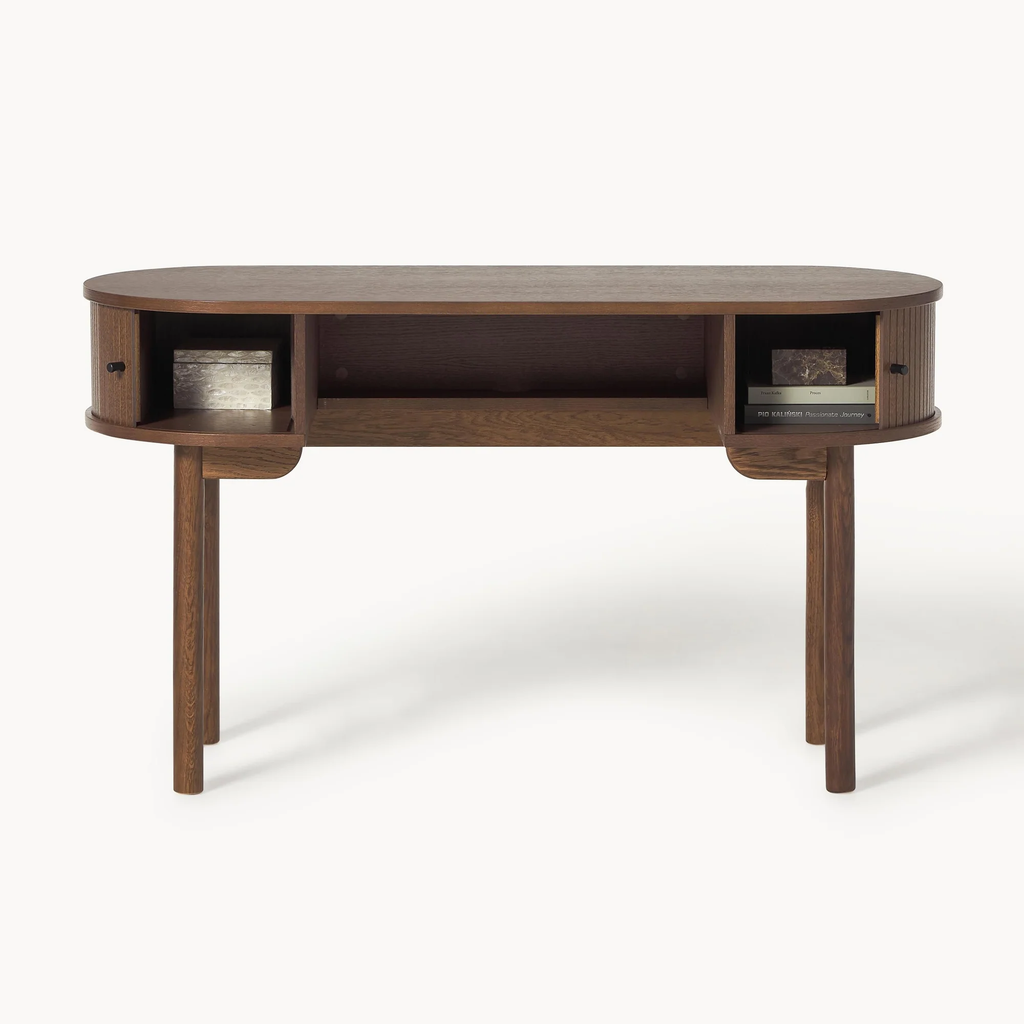 Bàn Làm Việc Gỗ Bo Tròn Có Ngăn Kéo Elora Curved