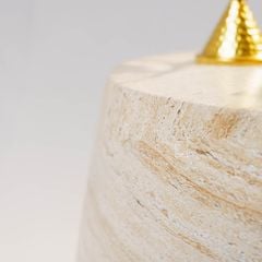 Bàn Phụ Hình Trụ Tròn Giả Đá Travertine Pha Đỏ Nâu