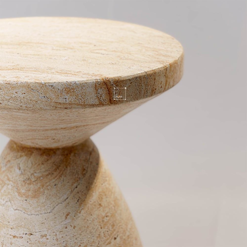 Bàn Side Table Hình Nấm Vân Đá Travertine