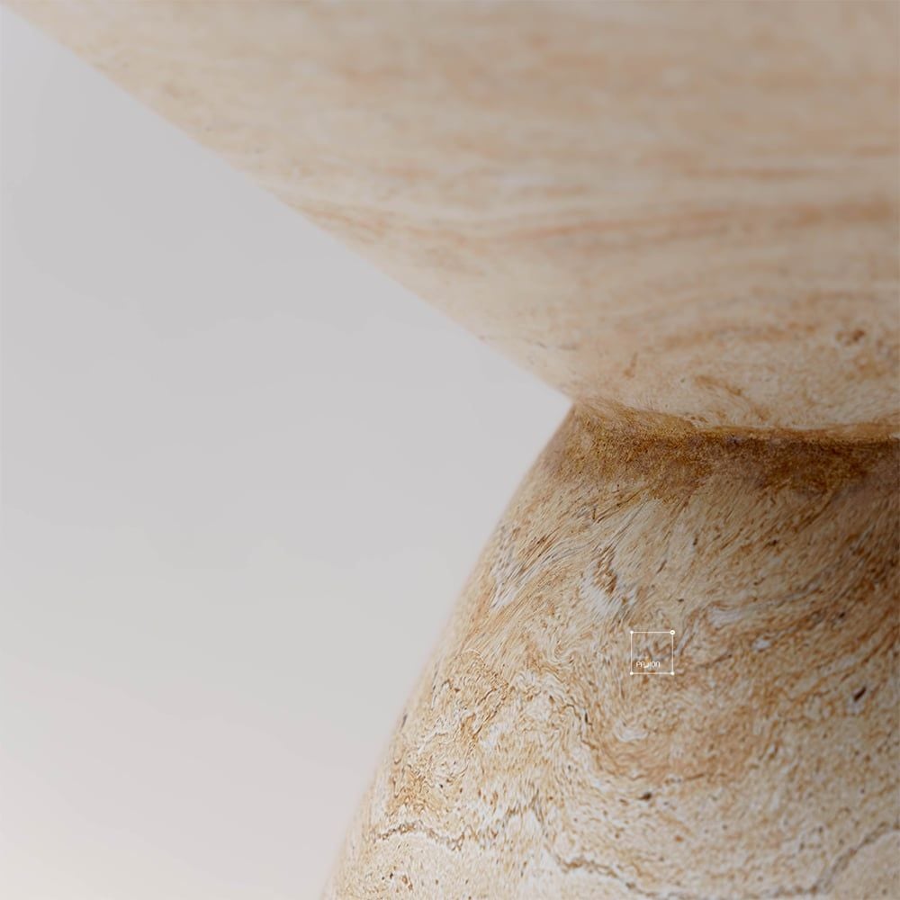 Bàn Side Table Hình Nấm Vân Đá Travertine