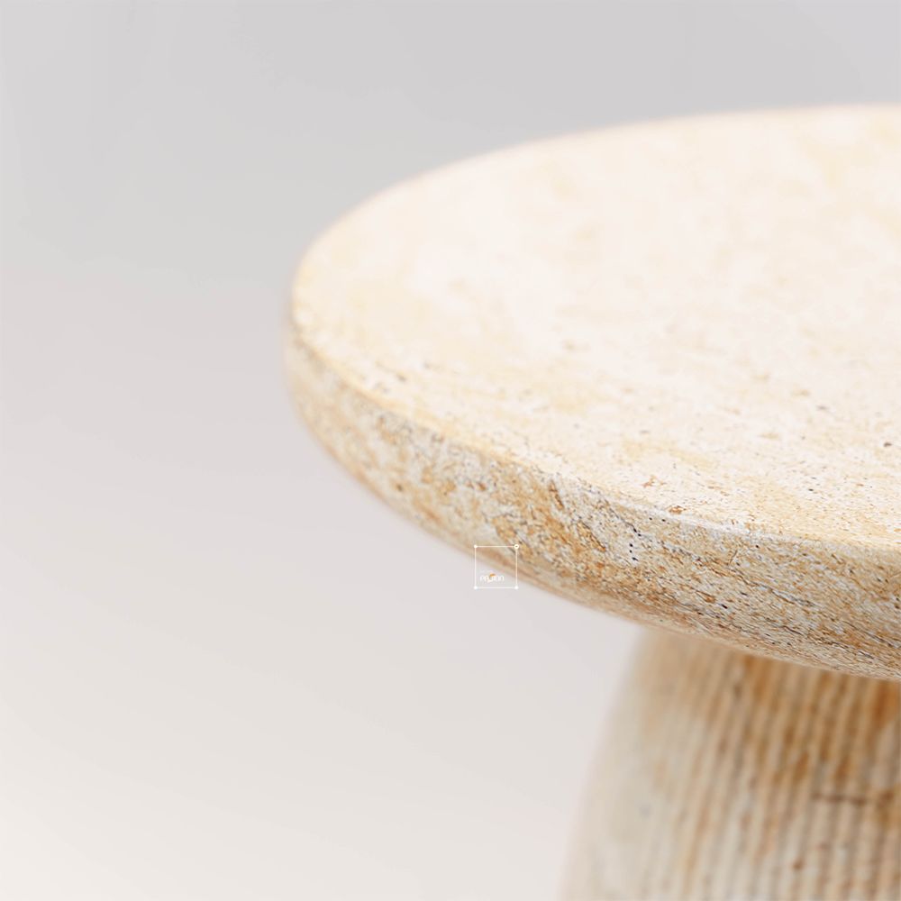 Bàn Phụ Sofa Hiện Đại Giả Đá Travertine Hình Nấm Thân Sọc Dọc