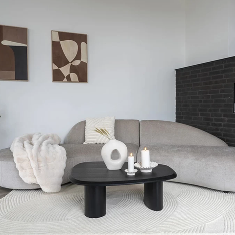 Bàn Trà Gỗ Tần Bì Chân Trụ – Oval Luxe