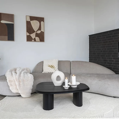 Bàn Trà Gỗ Tần Bì Chân Trụ – Oval Luxe