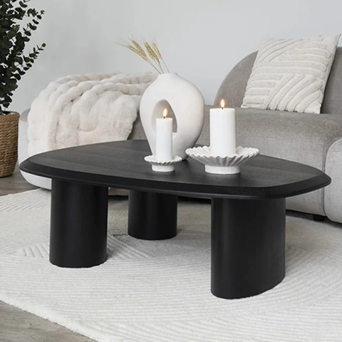 Bàn Trà Gỗ Tần Bì Chân Trụ – Oval Luxe