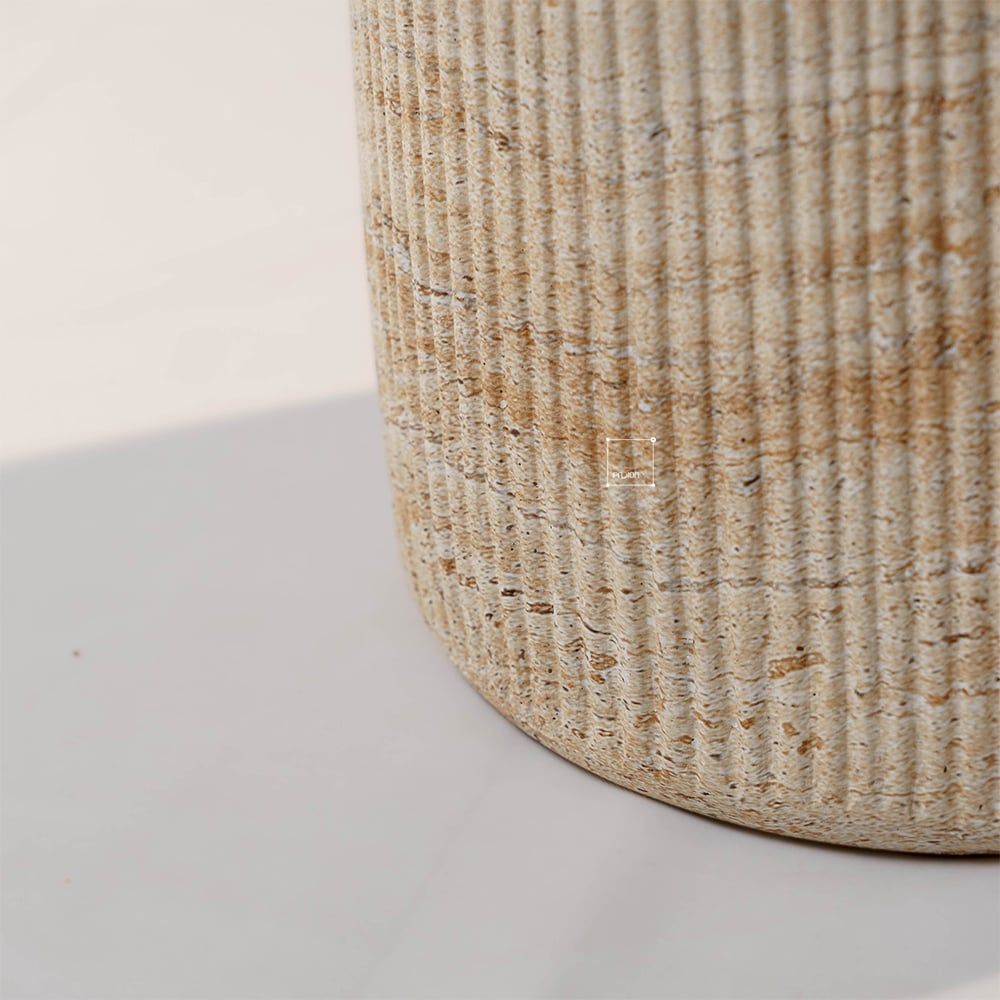 Bàn Phụ Sofa Hiện Đại Giả Đá Travertine Hình Nấm Thân Sọc Dọc