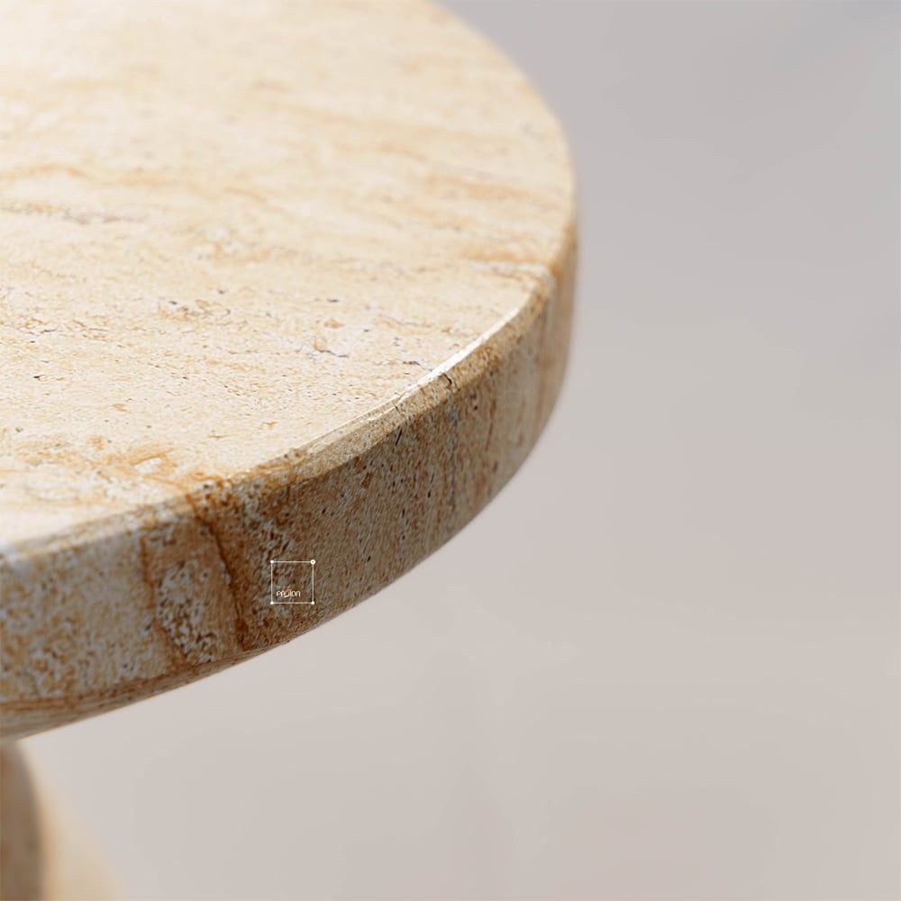 Bàn Side Table Hình Nấm Vân Đá Travertine