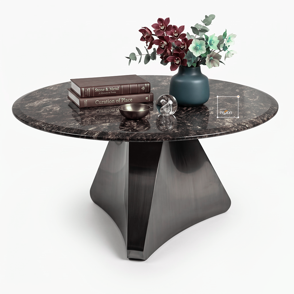 Bộ Bàn Trà Tròn Mặt Đá Marble Vân Mây Sang Trọng