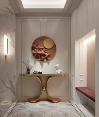 Bàn Console Inox Mạ PVD Vàng Mặt Đá Marble