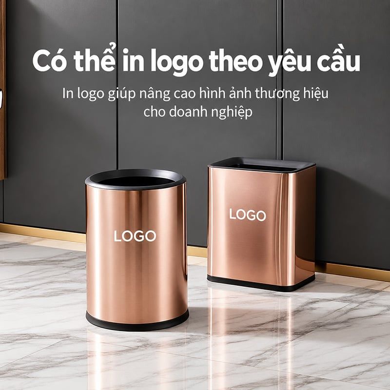 Thùng Rác Inox 2 Lớp Không Nắp Cho Khách Sạn
